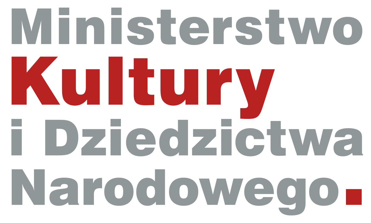 Proste logo Ministerstwa Kultury i Dziedzictwa Narodowego, wszystko na szaro oprÃ³cz wyrazu Kultury, ktÃ³ra jest na czerwono