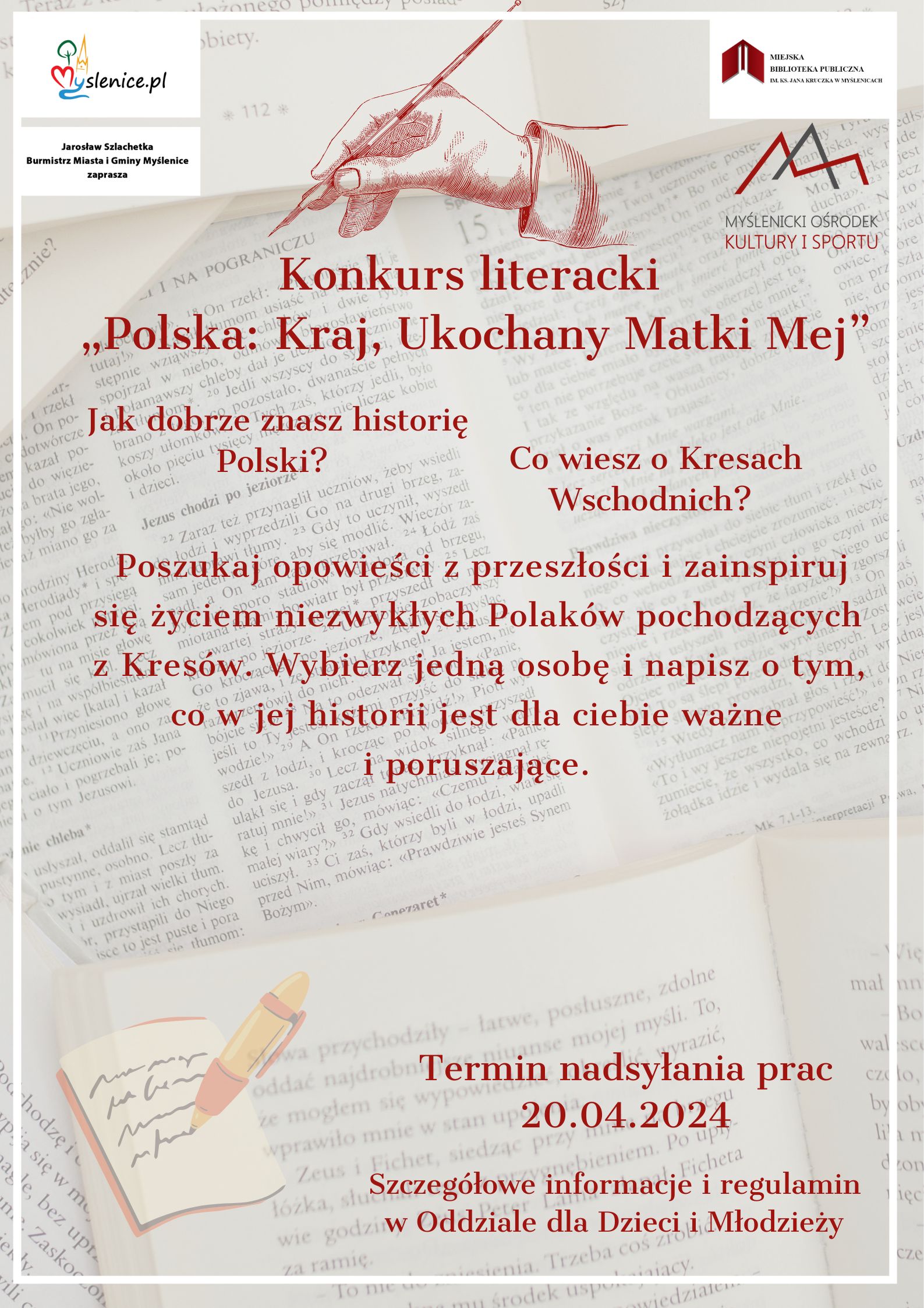Ogłaszamy konkurs literacki “Polska: Kraj Ukochany Matki mej”